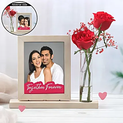Personalised Together Forever Frame With Red Roses image 1