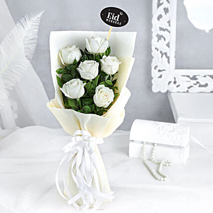 White 6 Rose Heaven Bouquet for EID-picture-40