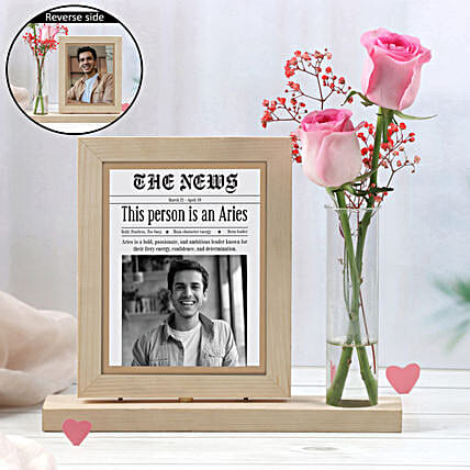 Personalised Photo Frame With Blushing Roses For Aries-picture-33