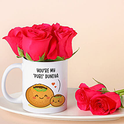 Pani Puri Mug With Roses for Mom