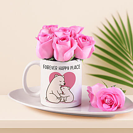 Forever Happy Place Mug with Roses for Mom