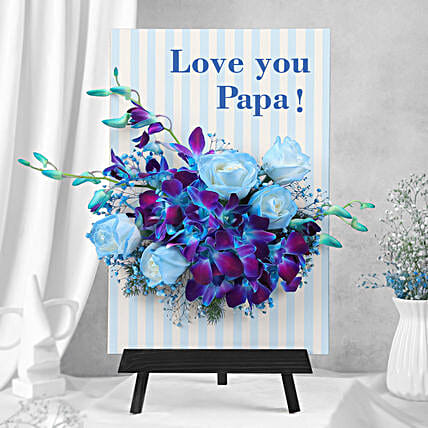 Fathers Day White Rose N Blue Orchid Floral Gift-picture-32