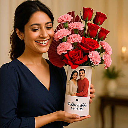 Rosy Anniversary Blooms in Elegant Vase