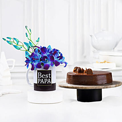 Eggless Truffle Cake N Blue Orchids in Mug-picture-20