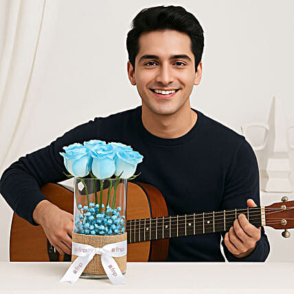 White Roses with Live Guitarist for Dad-image-31