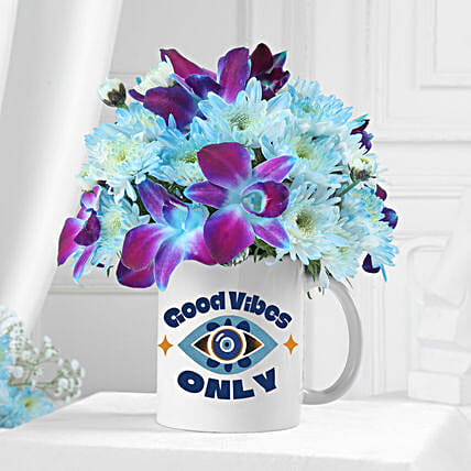 Positive Vibes Orchid and Daisy Mug