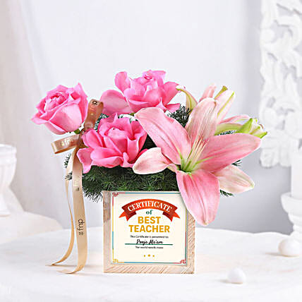 Teachers Day Pink Bouquet N Organiser
