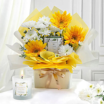 Yellow N White Flower Bouquet