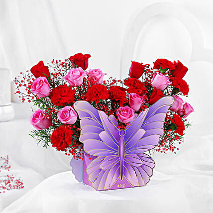 Butterfly Red Rose Romance