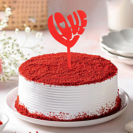 Red Velvet Fresh Cream Cake With Heart Shaped Topper 500Gm-picture-31