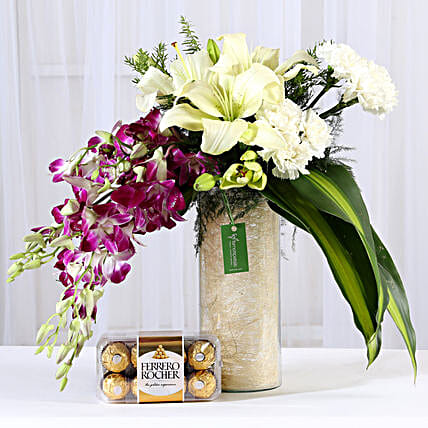 Royal Floral Arrangement With Rocher-picture-34