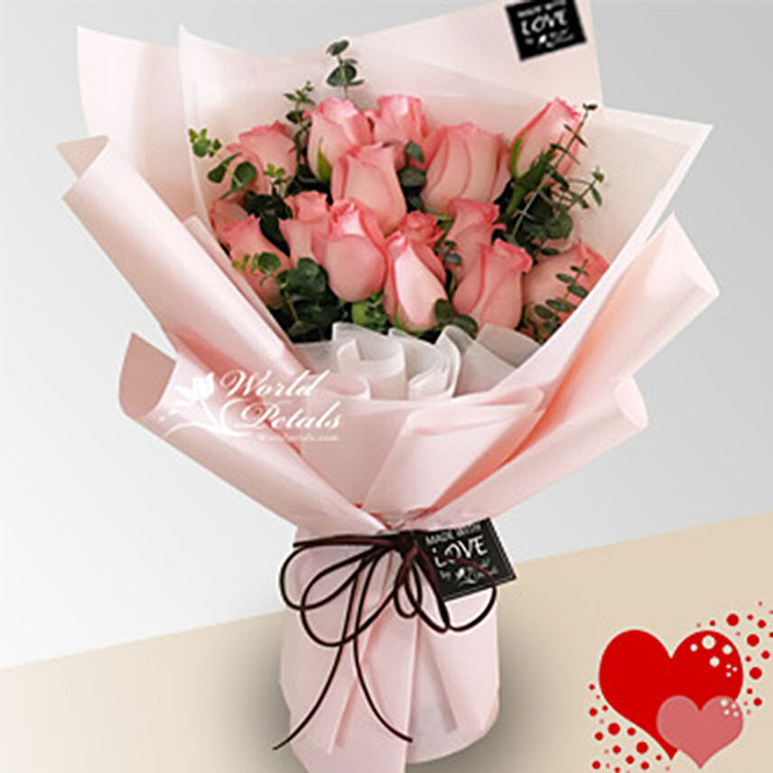 All Pink Flower Bunch:Roses to Malaysia