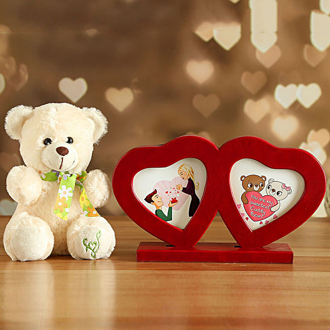 Couple Heart Photo Frame And Cute Teddy malaysia Gift Couple