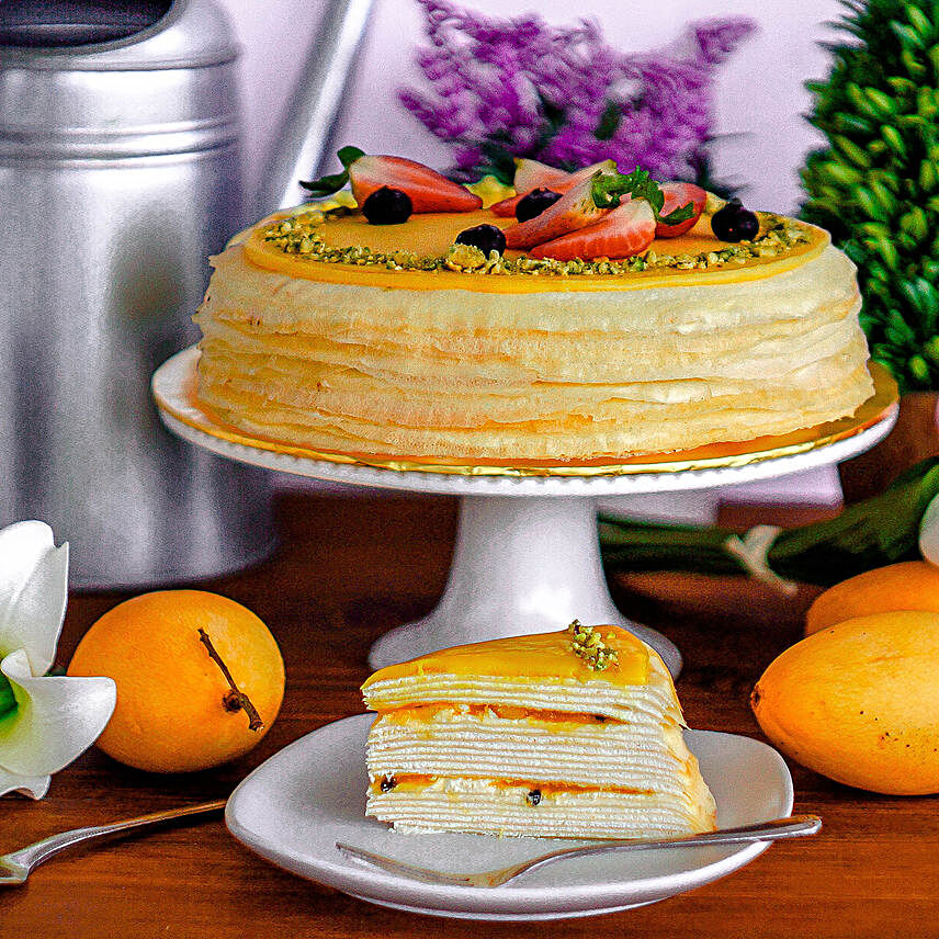 Tempting Mango Passion Crepe Cake