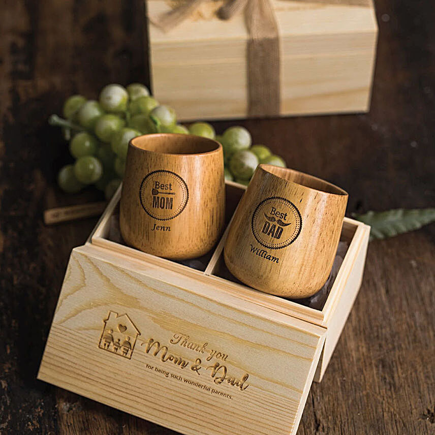 Personalised Wooden Couple Cup Set:Romantic Gifts in Malaysia
