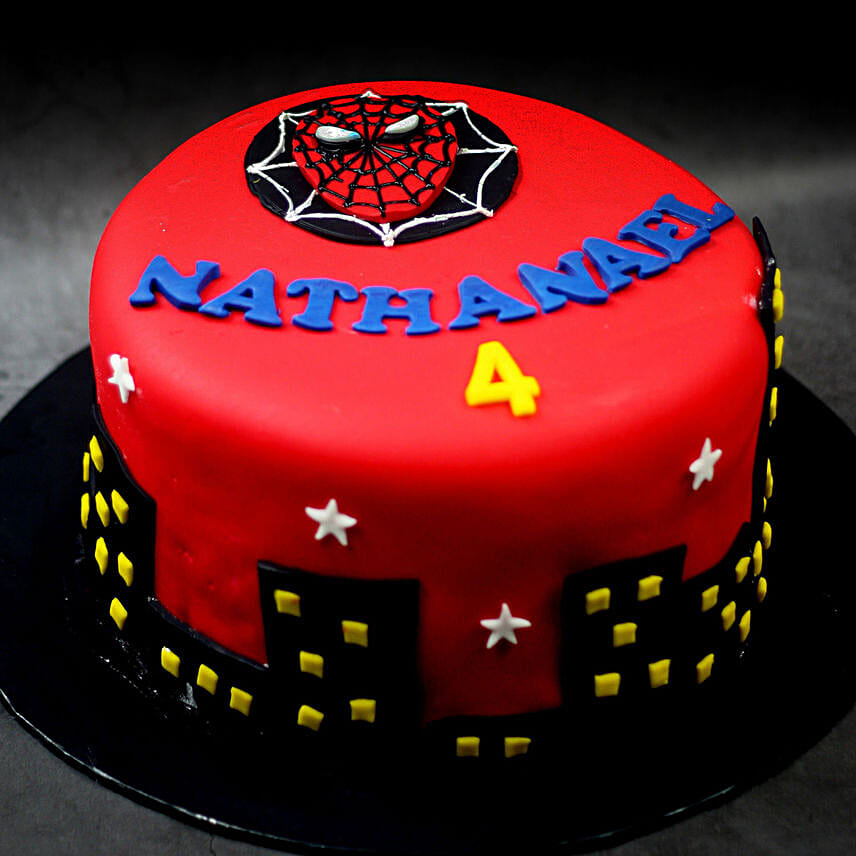 Spiderman Logo Chocolate Fondant Cake Half Kg