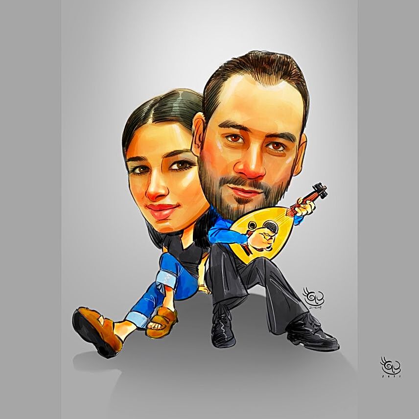 Personalised Filmy Couple Caricature