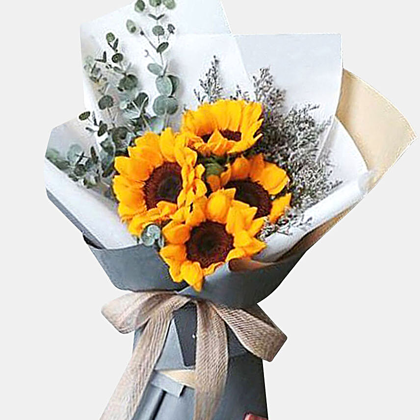 Blooming 4 Sunflower Bouquet:Send Sunflowers to Malaysia