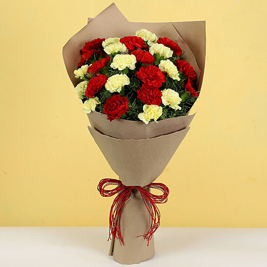 Blooming Red 7 Yellow Carnations Bouquet:Carnations Flowers to Malaysia