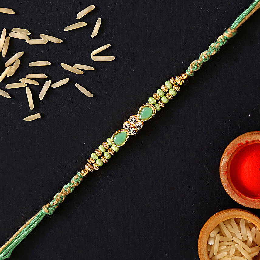 Green Pearl Rakhi:Same Day Gift Delivery in Malaysia