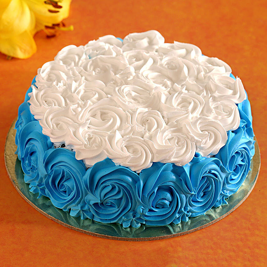 Blue And White Roses Designer Chocolate Cake