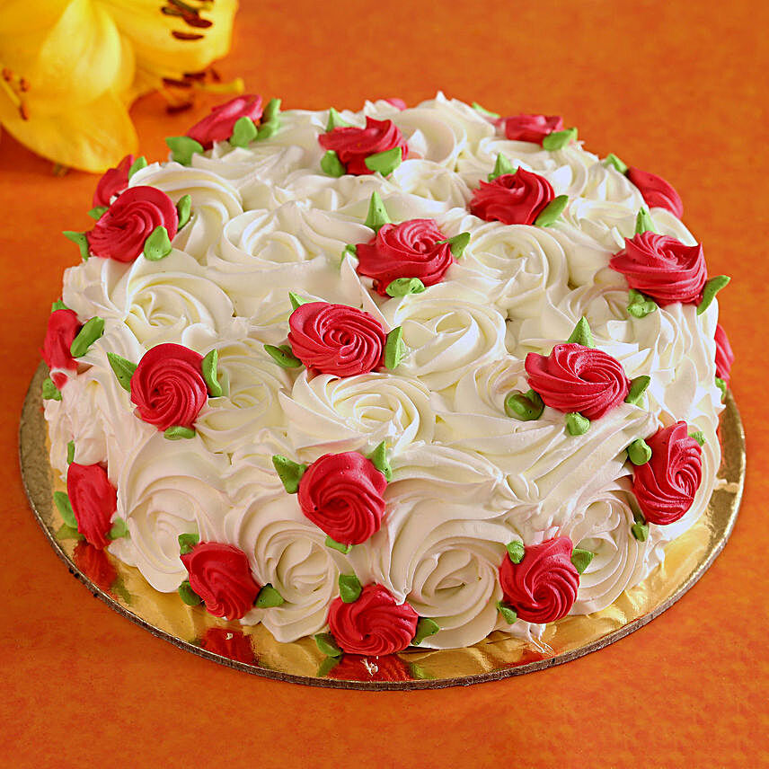 White And Red Roses Designer Chocolate Cake