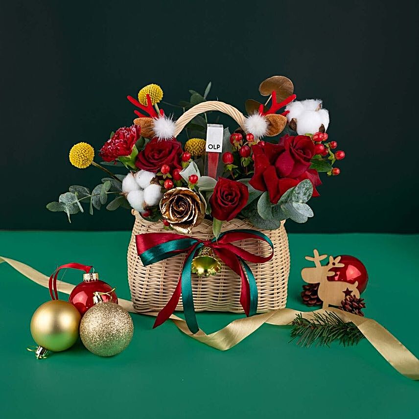 Merry Christmas Flowers Basket