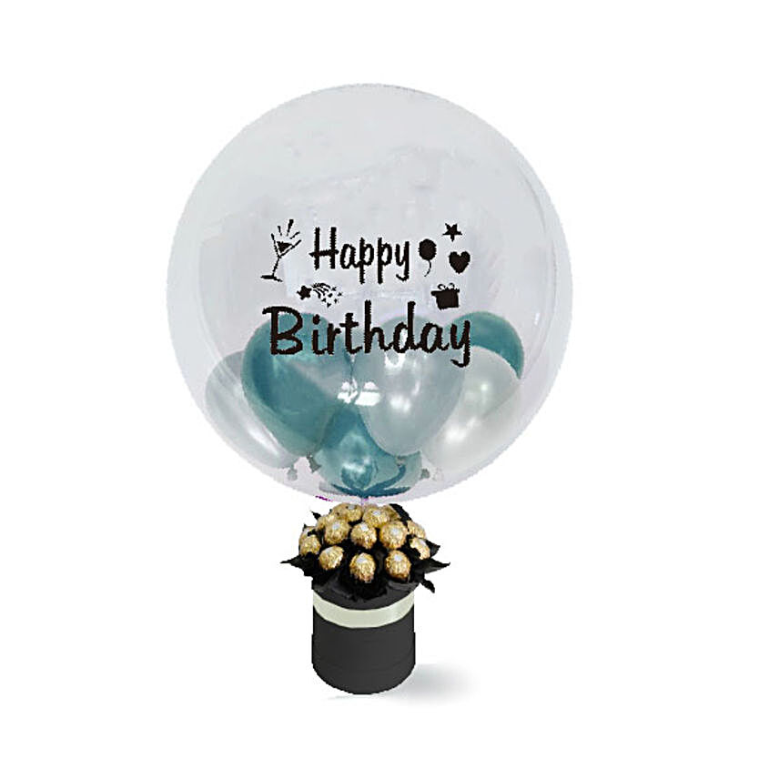 Bday Balloons In Balloon And Ferrero Rocher Box