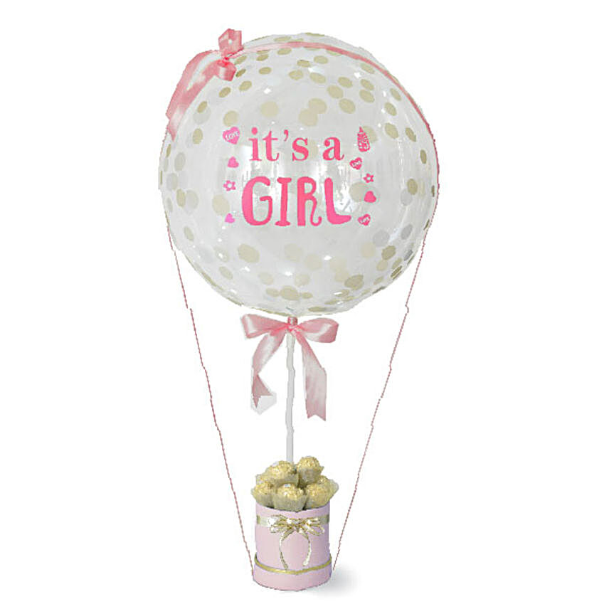 Its A Girl Bubble Balloon Chocolates Box:Newborn Baby Gifts to Malaysia