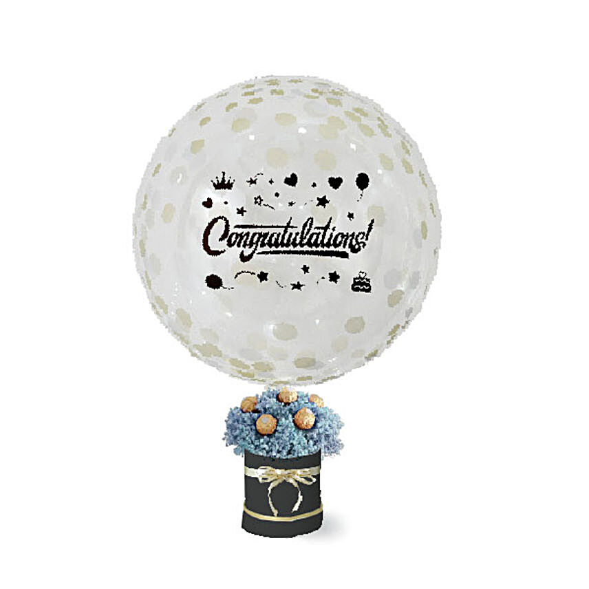Sparkly Congrats Confetti Balloon Flower Choc Box