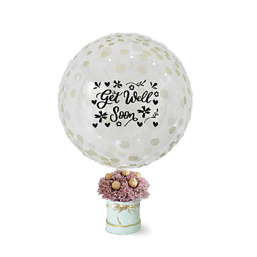 Sparkly Get Well Confetti Balloon Flower Choc Box:Send Get Well Soon Gifts to Malaysia