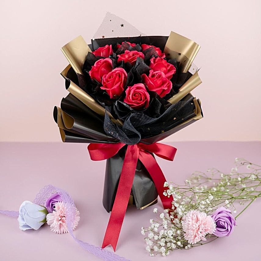 Alluring Red Soap Roses Bouquet:Rose Day Gifts to Malaysia