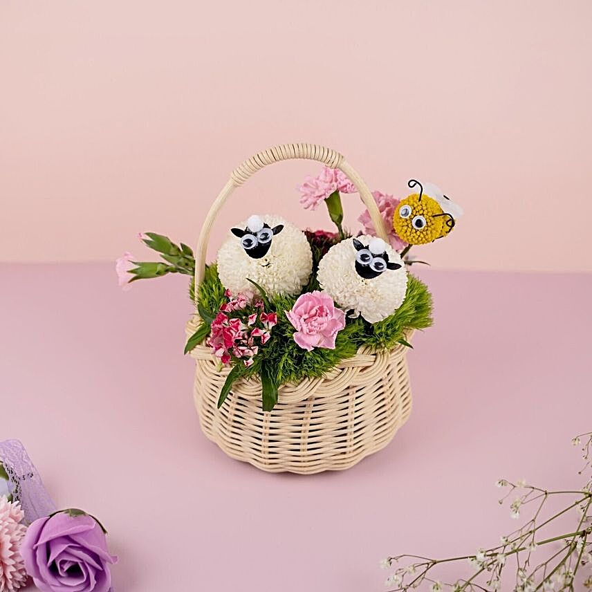 My Little Lamb Flowers Basket
