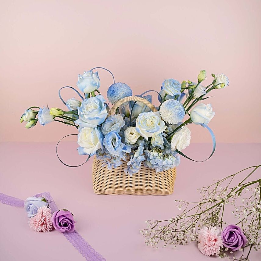 Serene Mixed Flowers Basket:Send Flower Bouquets to Malaysia