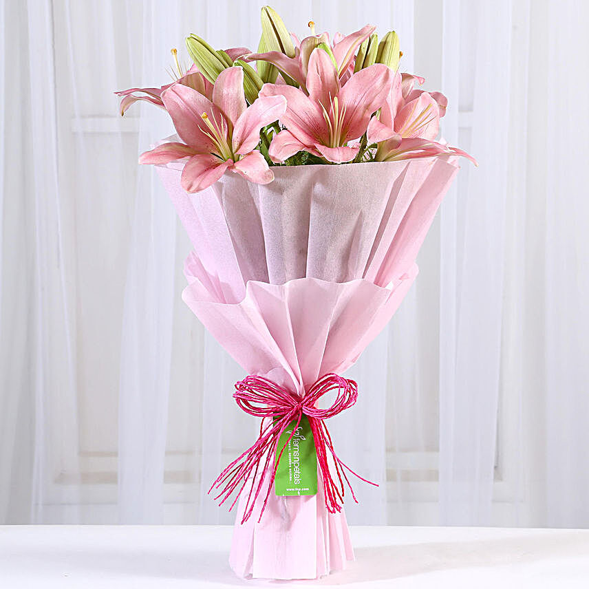Admirable Asiatic Pink Lilies Bunch:All Gifts