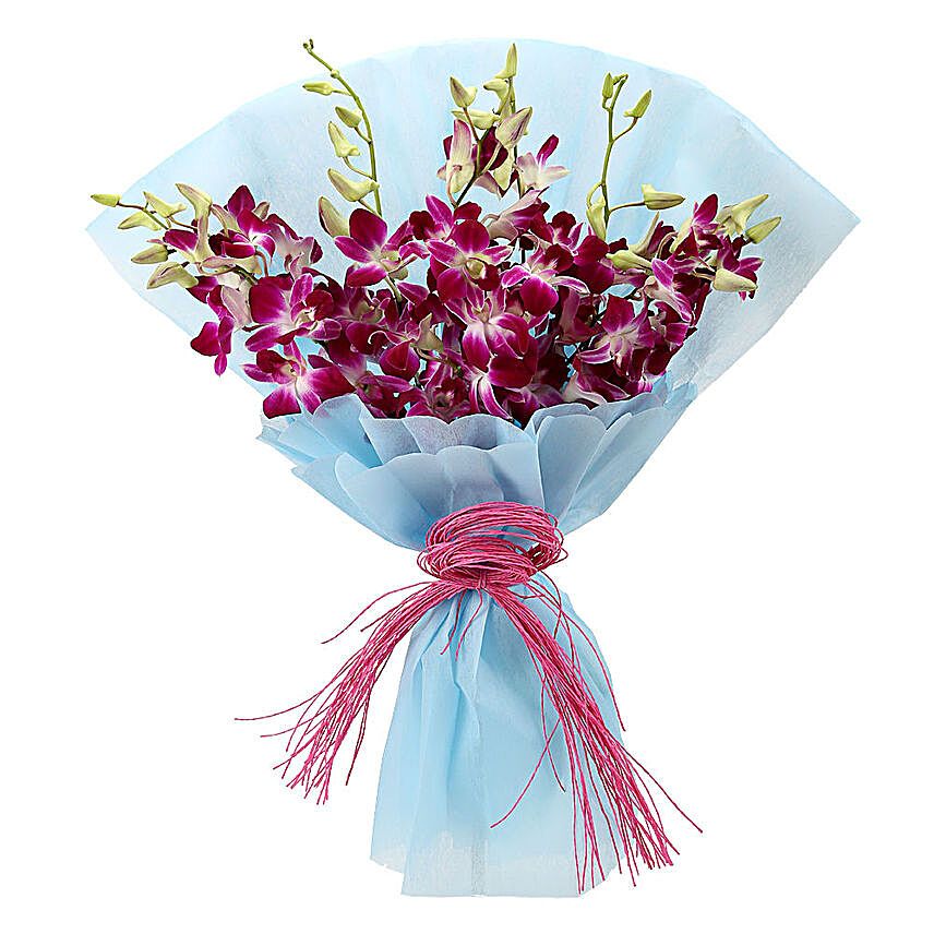 Purple Orchids Bouquet:Send Birthday Flowers To Malaysia