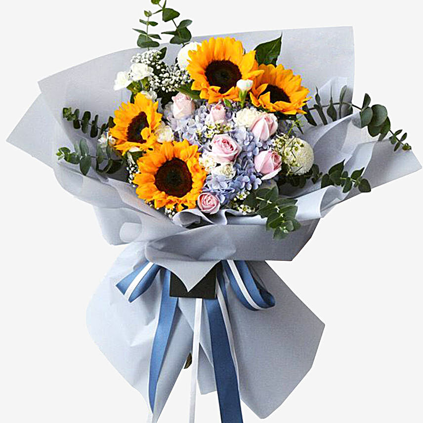 Summer Happiness Floral Bunch:Send Sunflowers to Malaysia