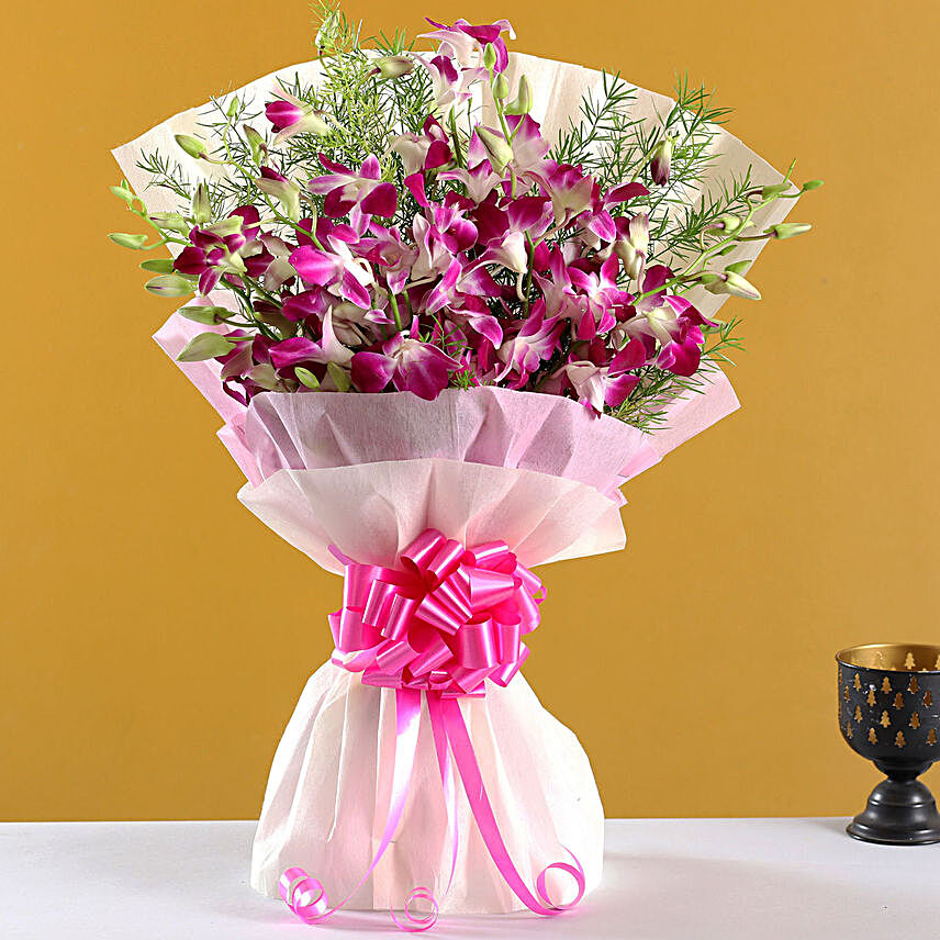 Ten Attractive Purple Orchids Bouquet:Send Orchid Flowers to Malaysia