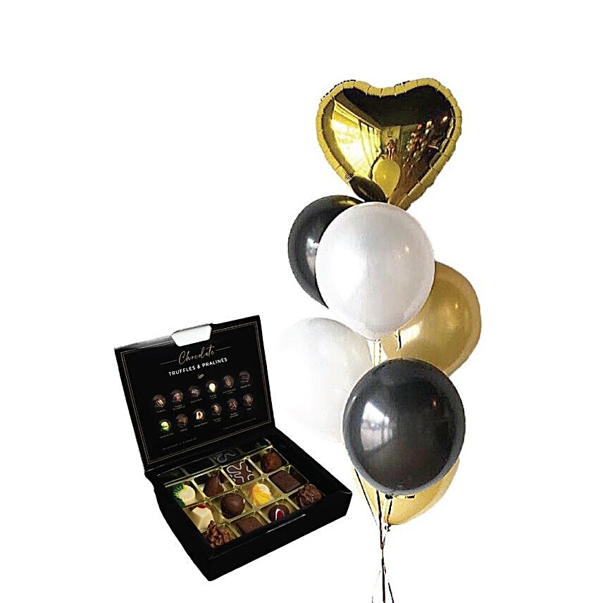 Chocolates And Pralines Box With Balloon Bouquet:Send Chocolate to Malaysia