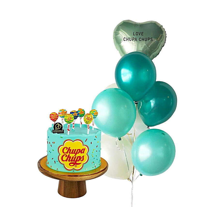 Chupa Chup Cake With Minty Balloon Bunch:Cake Delivery in Malaysia