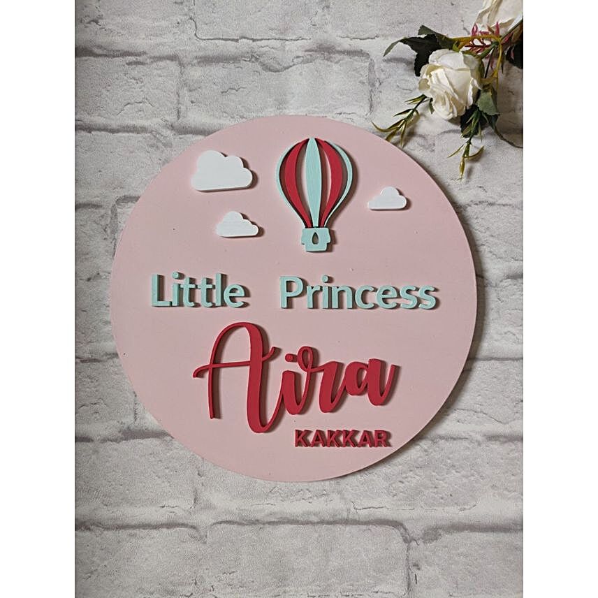 Personalised Little Princess Hot Air Balloon Nameplate:Newborn Baby Gifts to Malaysia