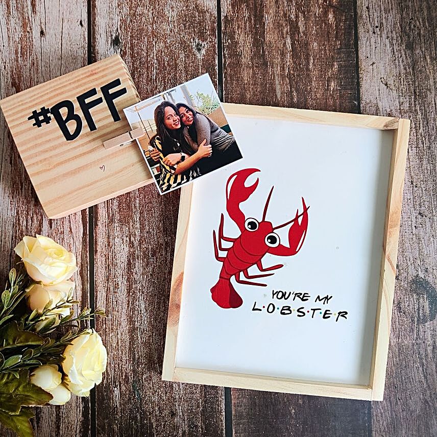 Personalised Bff Table Decor And Lobster Wall Frame:congratulations