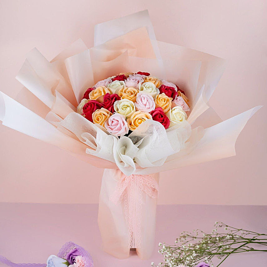 Rose And Hydrangea Soap Flowers Bouquet:Send Get Well Soon Gifts to Malaysia