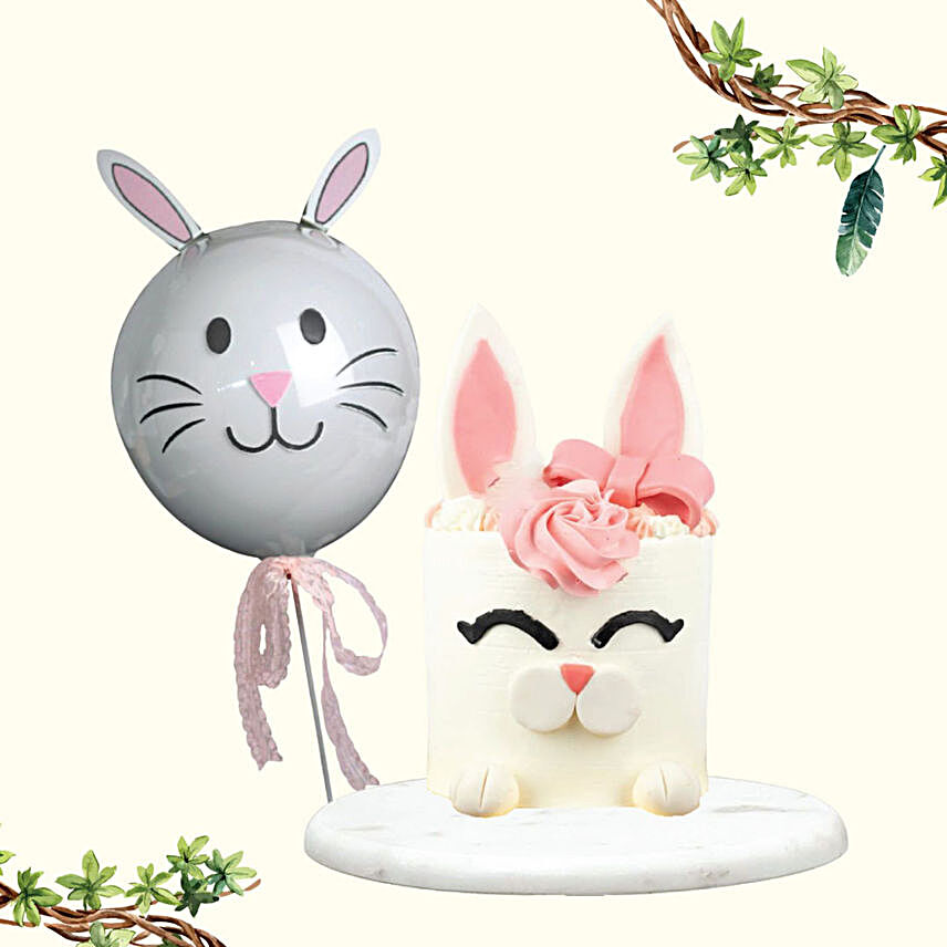 Cute And Happy Animal Designer Cake With Balloon:All Gifts