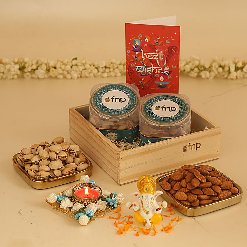Diwali Greetings With Almonds N Pistachios Hamper:Send Diwali Gifts to Malaysia