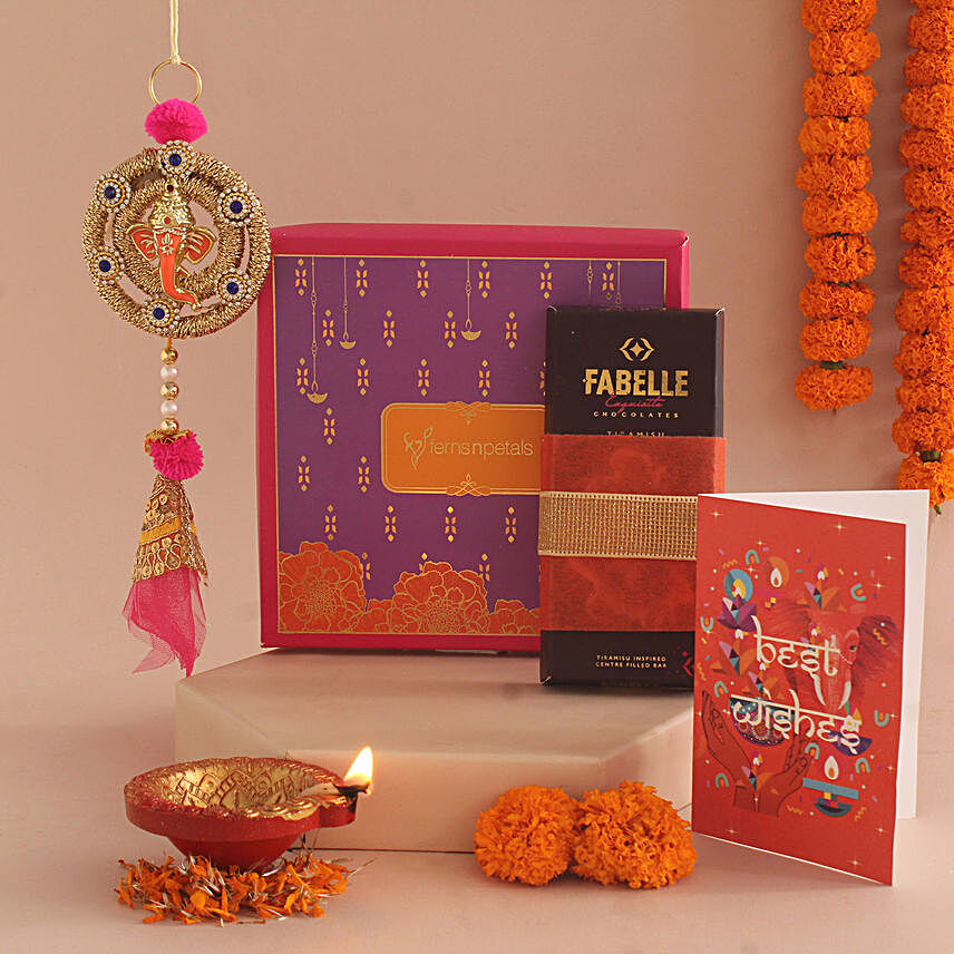 Fabelle Chocolate With Ganesha Door Hanging N Diya:Send Chocolate to Malaysia