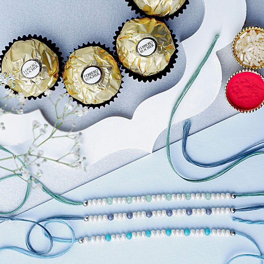 Beads Rakhi Set N Ferrero Delight