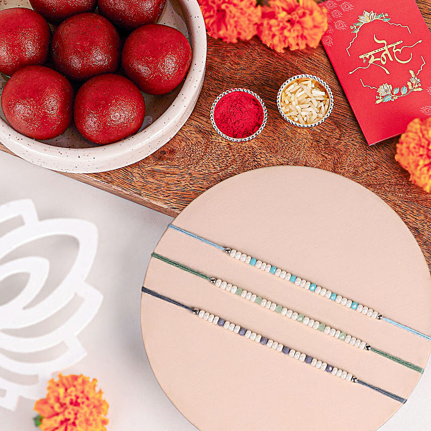 Beads Rakhi Set N Gulab Jamun Treat