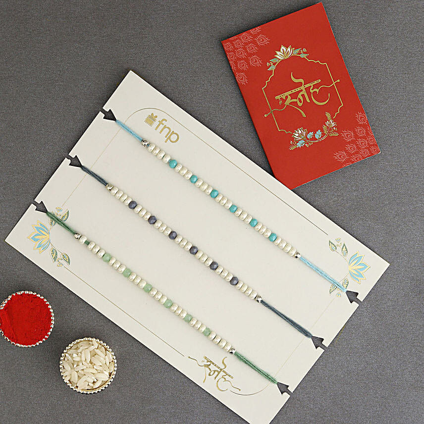 Beads Rakhi Set of 3 N Delectable Gulab Jamun Combo