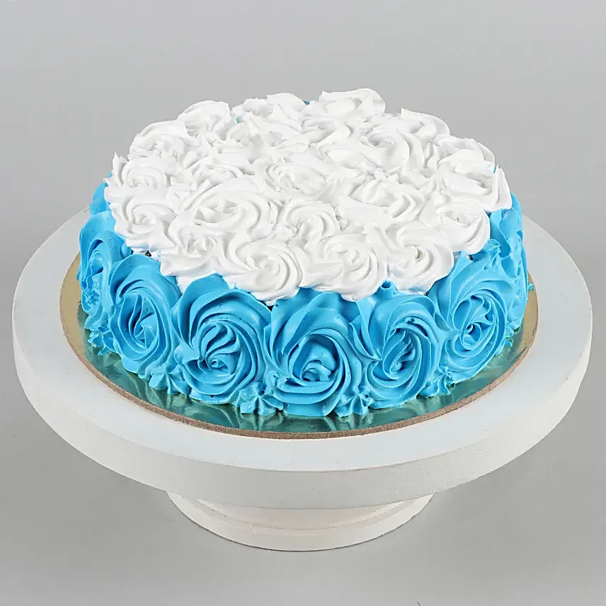 Blue And White Roses Designer Chocolate Cake 1 Kg